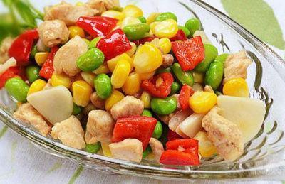 盐少许,淀粉少许,葱少许做法1,玉米粒,青豆,香菇冲洗干净,里脊肉切丁