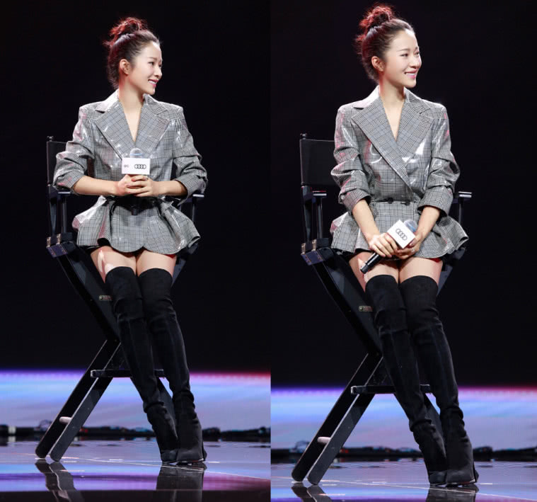 没想到!江一燕裙子短到用手挡着,网友:给我递张纸巾擦鼻血