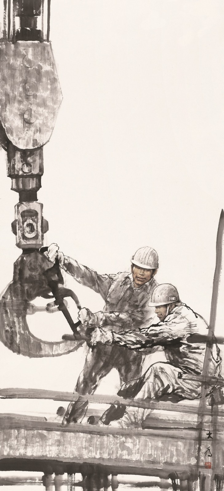 刘大为老师书画作品欣赏,施工中的农民工师傅