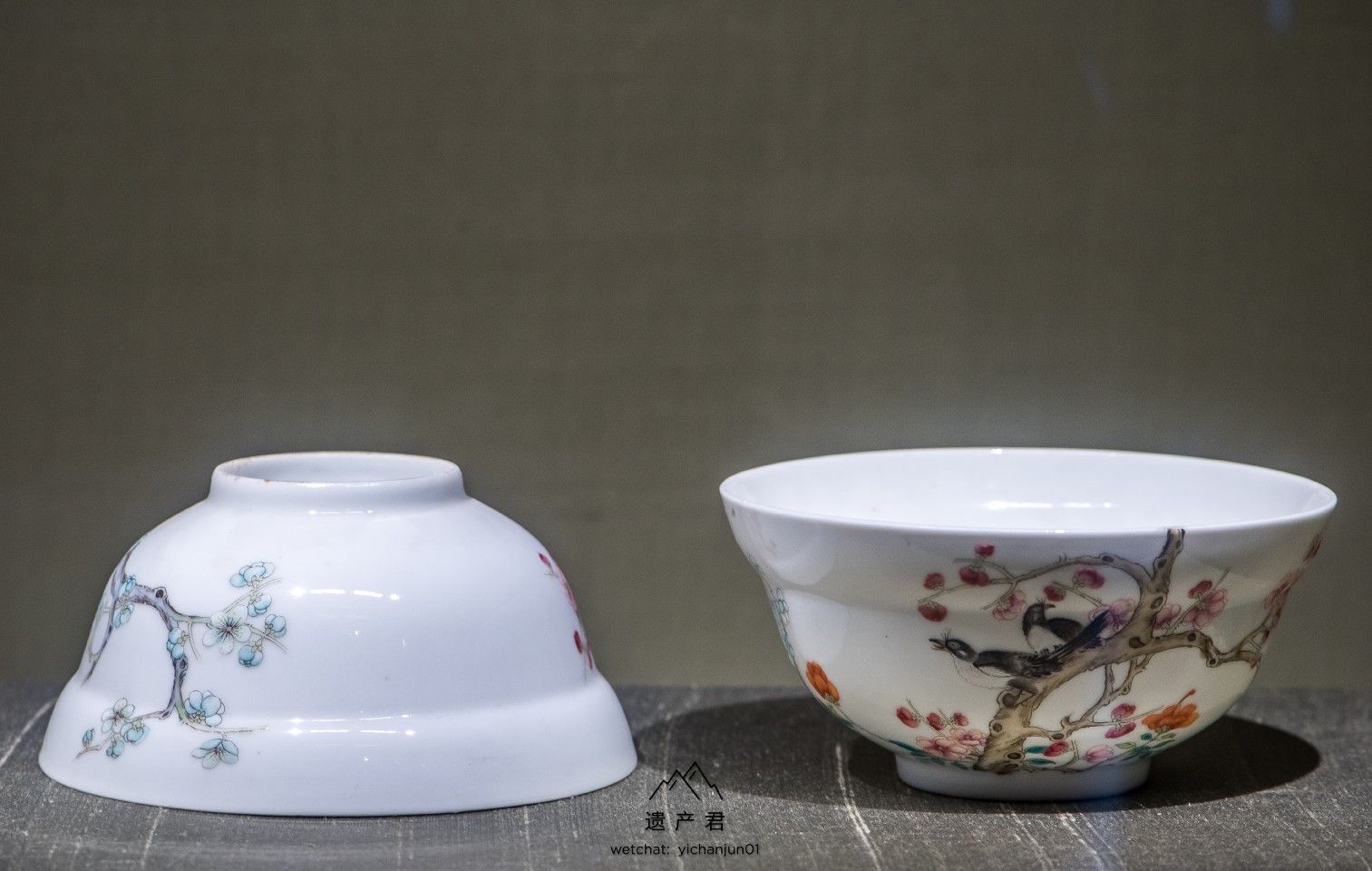 苏州博物馆藏· "居仁堂"制粉彩鹊梅图折腰碗