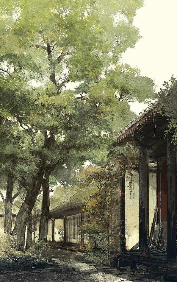 古色古香的庭院手绘欣赏