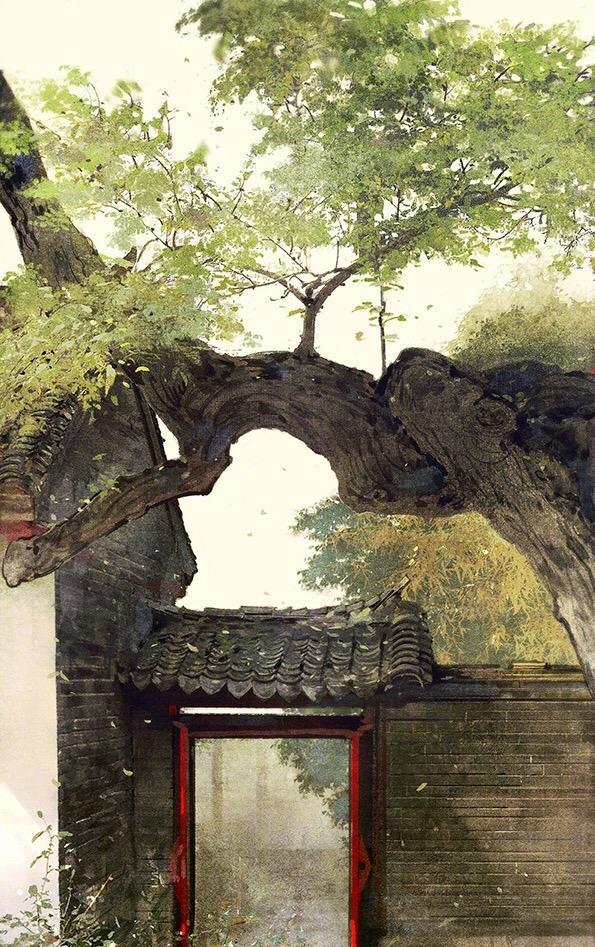 古色古香的庭院手绘欣赏