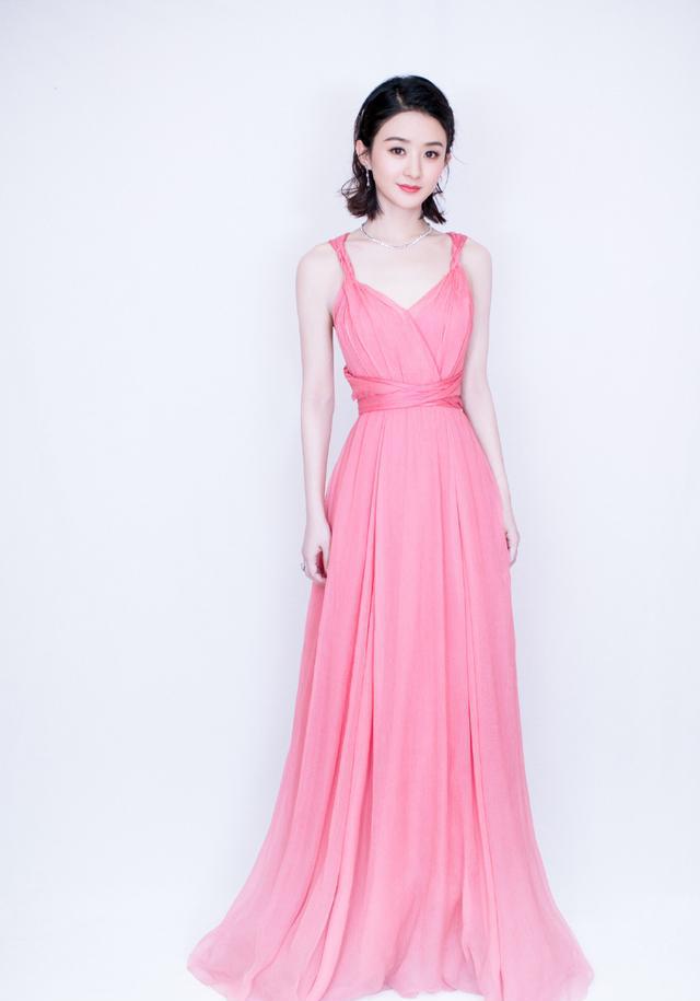 女神赵丽颖红色礼服长裙唯美性感图片
