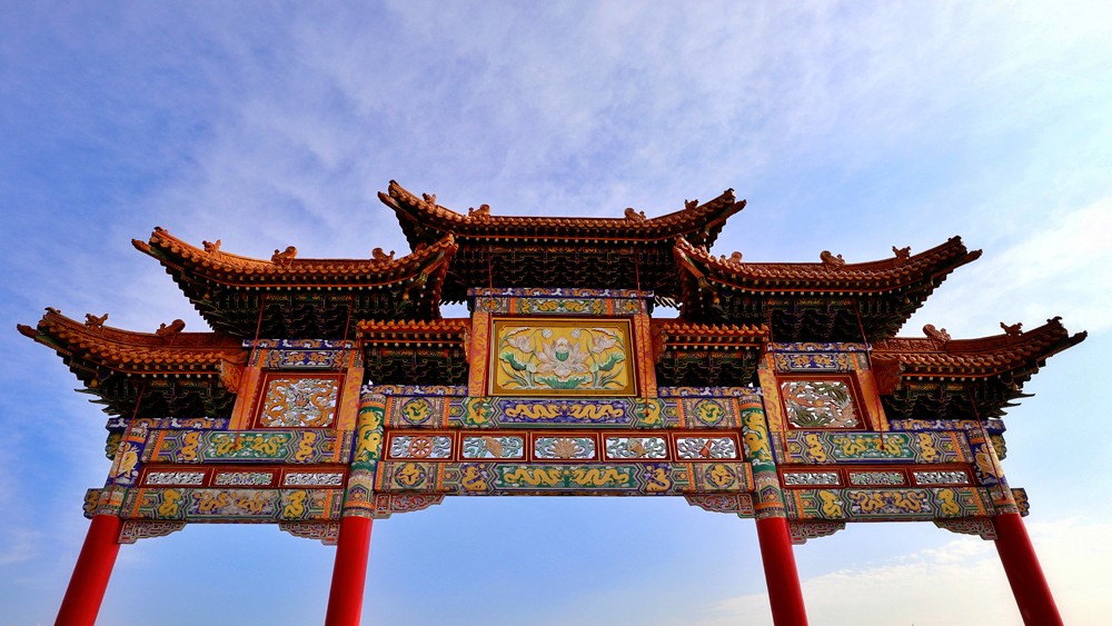 飞拍广宁寺一个字大铃随风动声飞扬画栋雕梁佛院深