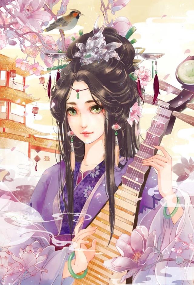 唯美头像丨古风紫衣美女插画美艳绝伦丽质天成的古典美人