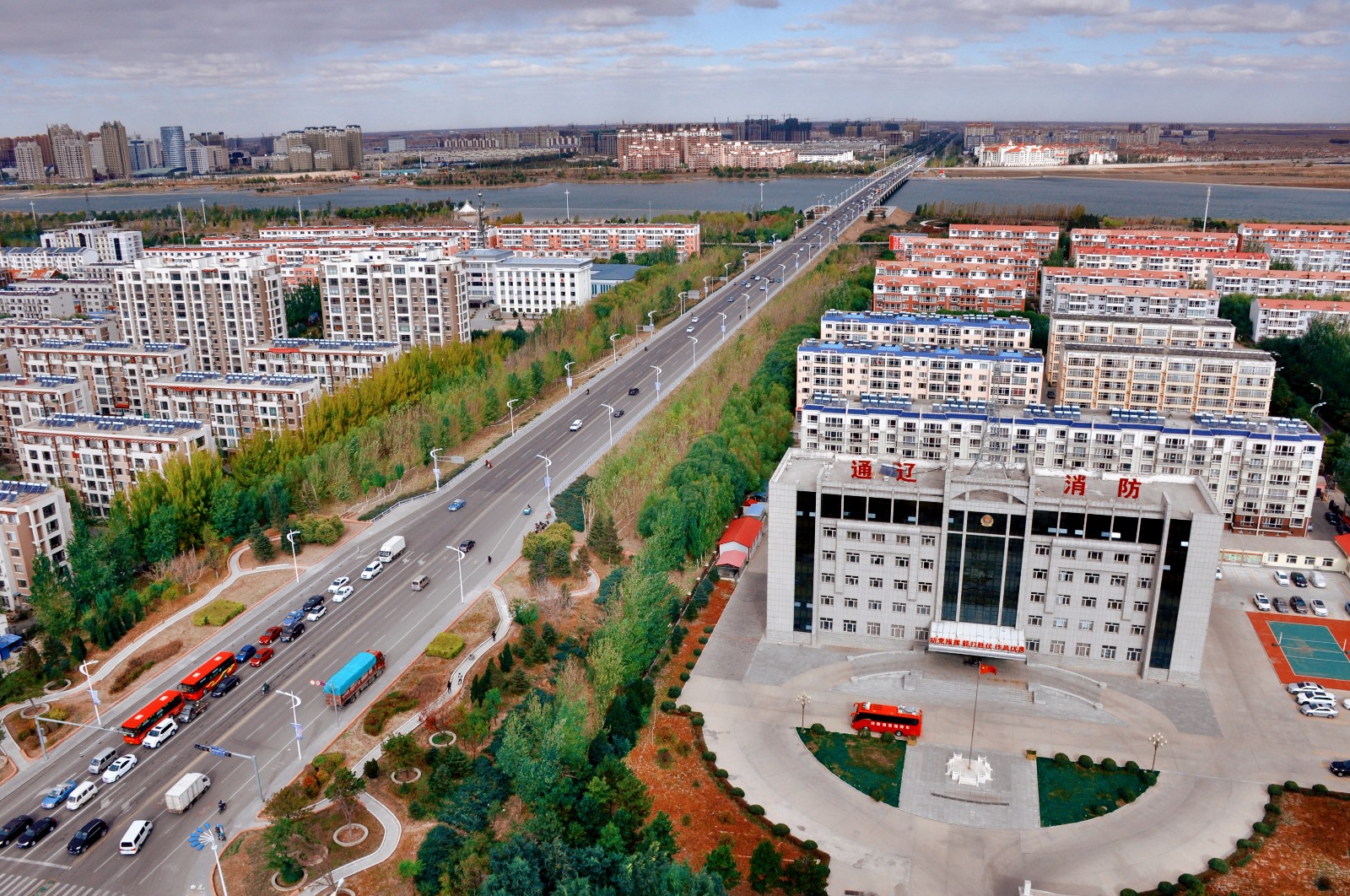 航拍内蒙古通辽市一角