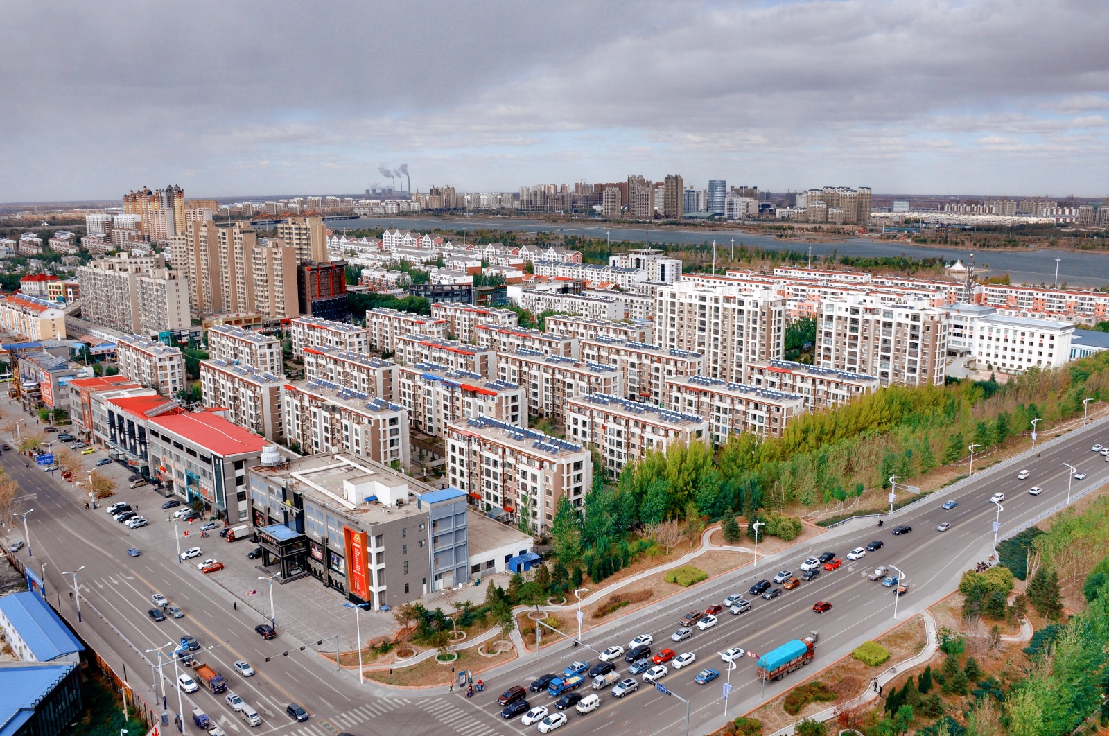 航拍内蒙古通辽市一角