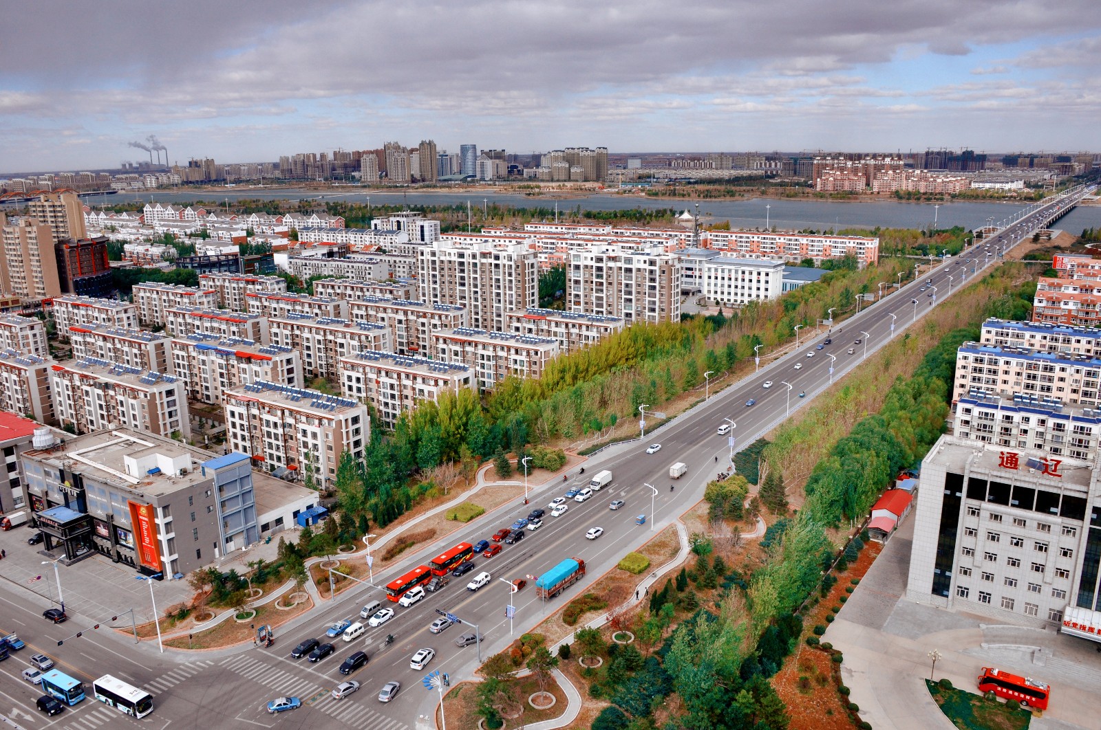 航拍内蒙古通辽市一角