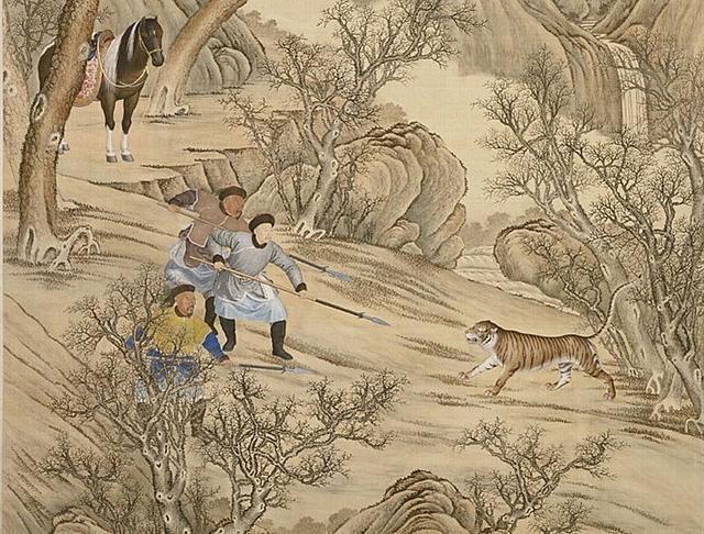 图:乾隆刺虎图图:乾隆猎鹿图这样算起来,康熙雍正乾隆这祖孙三人打的