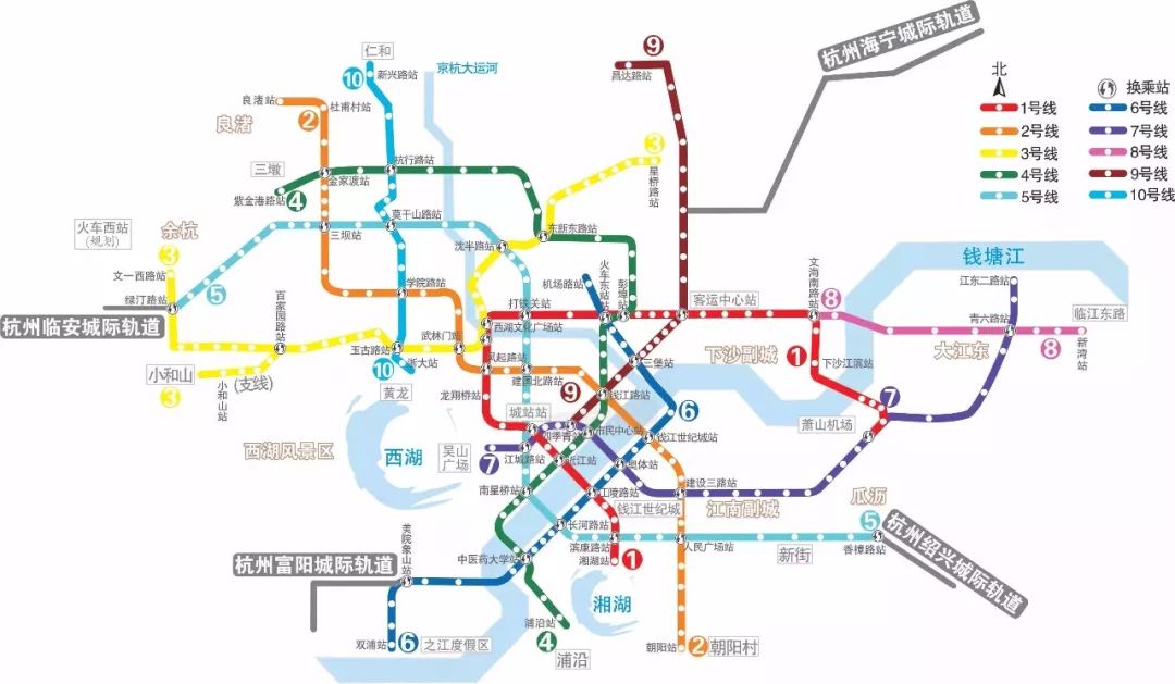 湖州街中心站,石桥路中心站,沈半路中心站及与地铁2号线良渚站接驳的