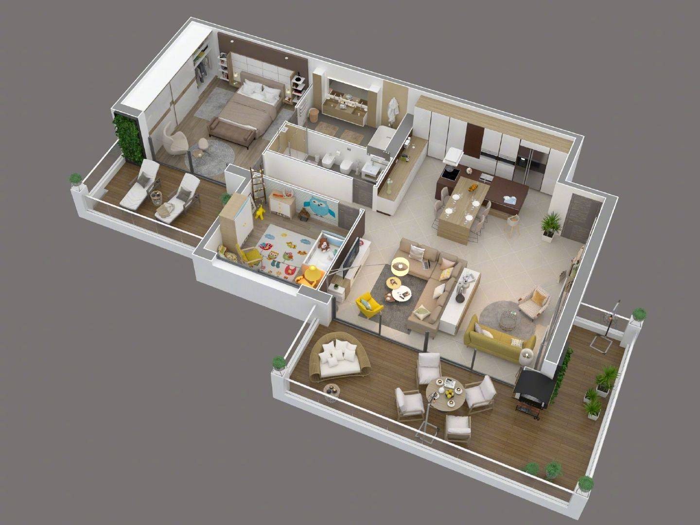 室内布局结构3d图