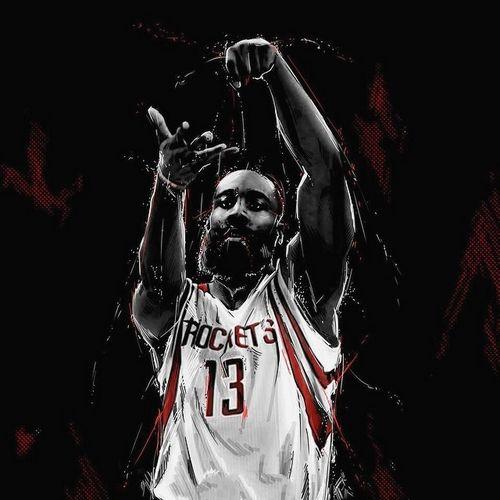 组图nba联盟现役10大球星的肖像画库里露霸气哈登招牌手势