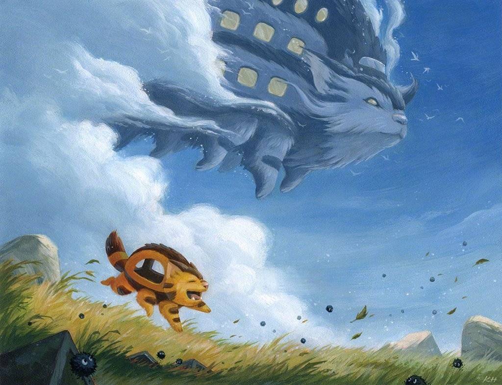 吉卜力工作室作品艺术插画,龙猫云也太好看了吧(kevan hom)