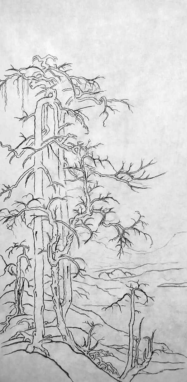 临摹山水画寒林平野我们如何临画详细解说上部