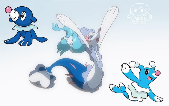 球球海狮,花漾海狮,西狮海壬阿罗拉的水系御三家球球海狮,最终进化型