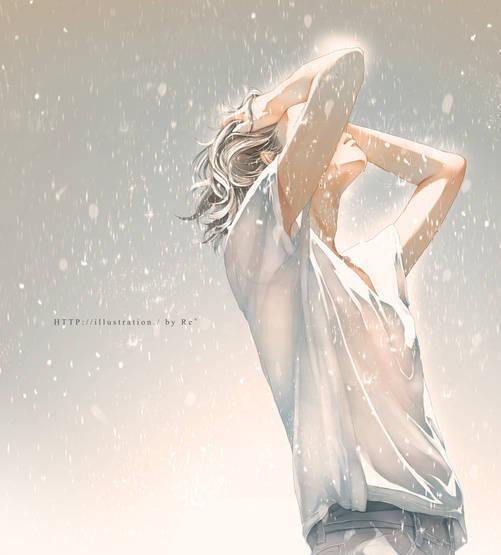 愿您此生遇着一个蓝色笑容的白衣少年-插画师re°唯美作品欣赏