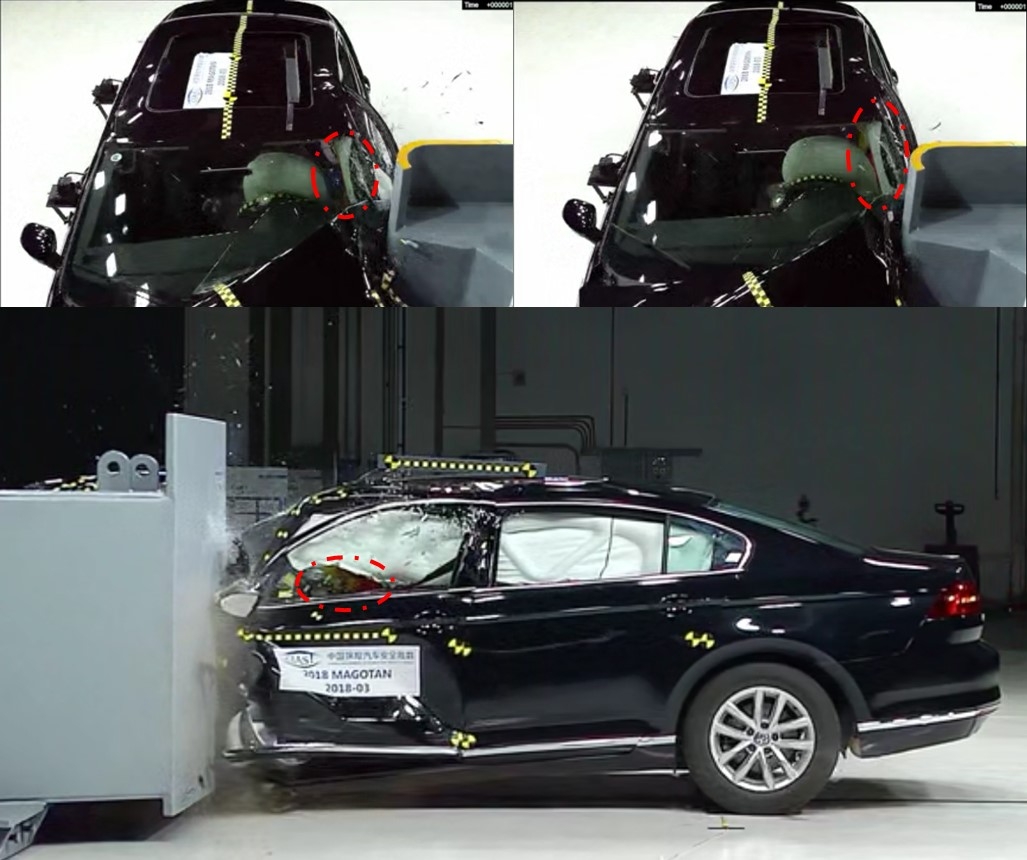 偏置碰撞a柱两处撕裂大口,18款迈腾车身结构强度值得怀疑