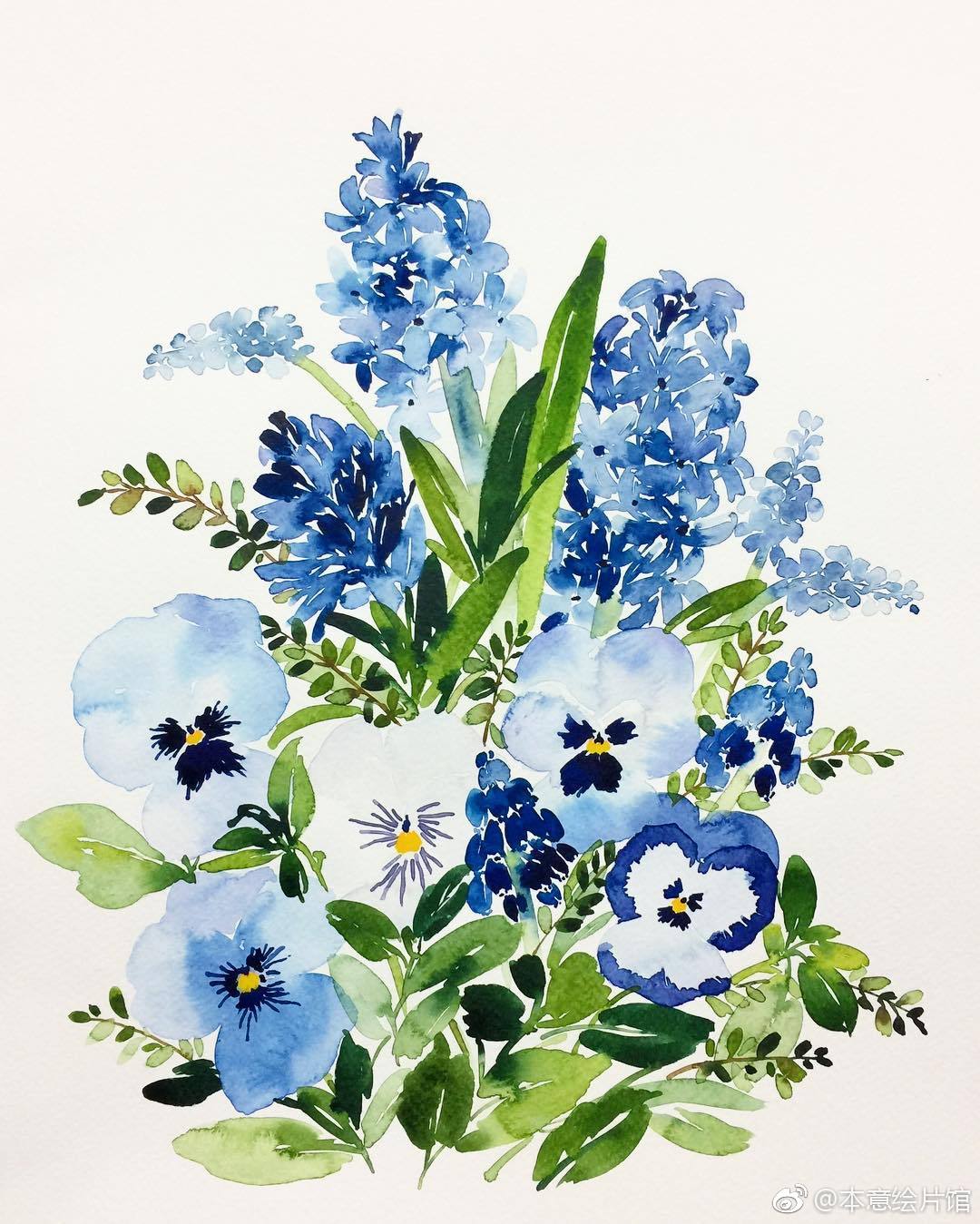 韩式艳丽水彩花卉inskuminyoungartist