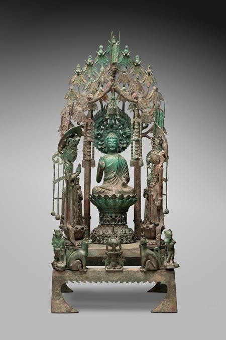 隋代金铜佛群像公元593年隋代青铜铸造十九世纪后期在河北赵