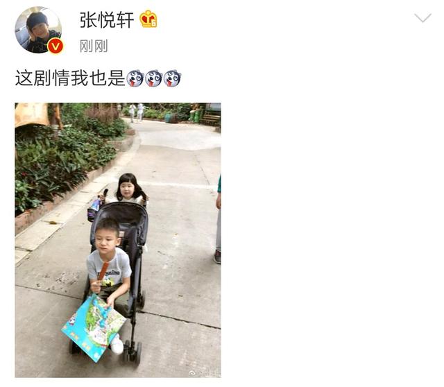 小亮仔坐天天妹妹婴儿车,还让妹妹推着走,网友笑问拿错剧本了?