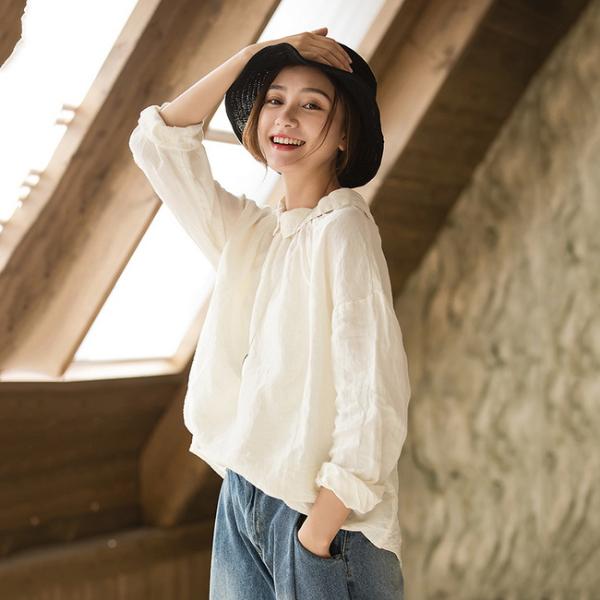 文艺女生流行穿搭,轻质棉麻衫秋季经典