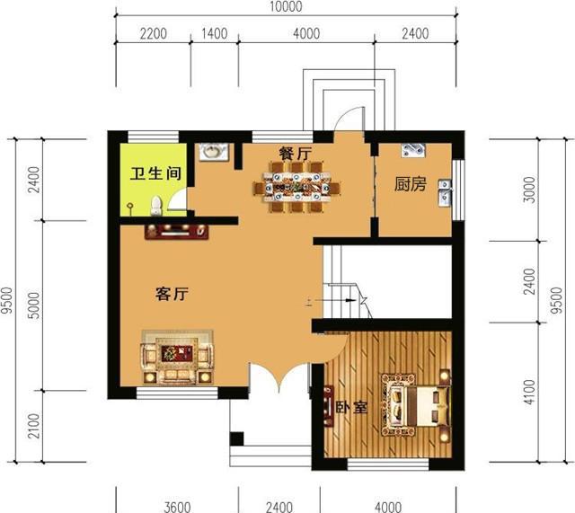10x10的方正户型自建房,小地基照样有大露台!