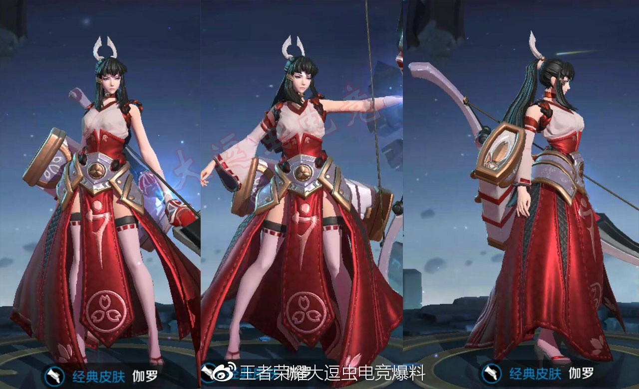 伽罗的伴生皮肤属于箭术精湛,画风为日系风格,里面的