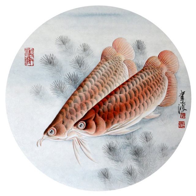 张建波工笔工笔画鱼儿