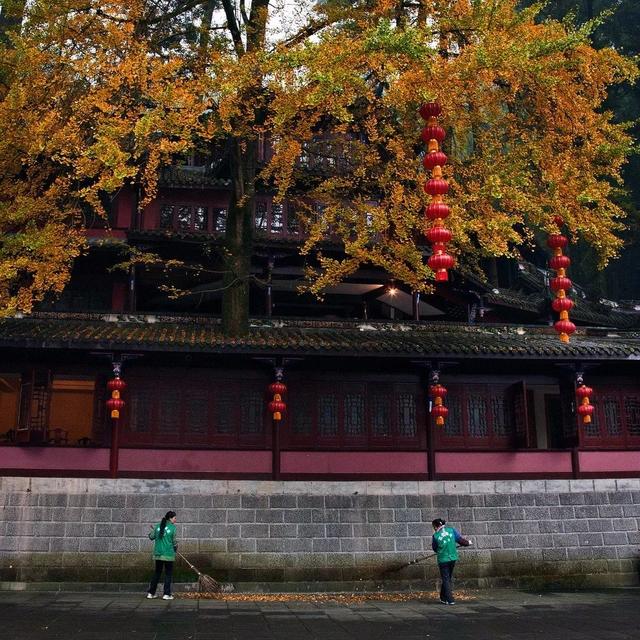 走累了我们就在 水心亭歇个脚 金秋艳阳 湖水倒映着秋叶 很是美丽