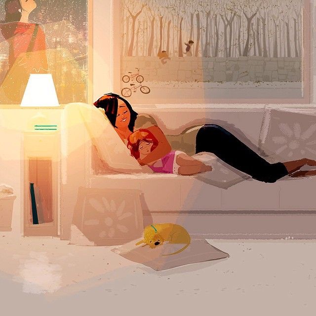 * 妈妈睡觉的样子,你还记得吗|画师pascal campion