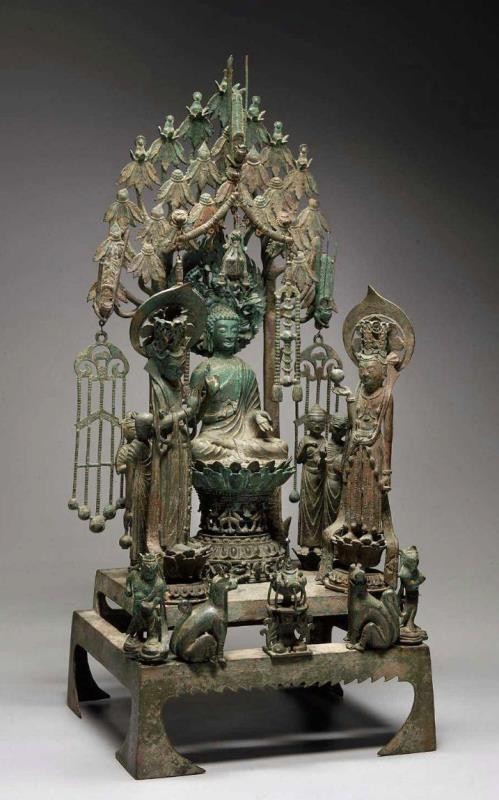 隋代金铜佛群像公元593年隋代青铜铸造十九世纪后期在河北赵