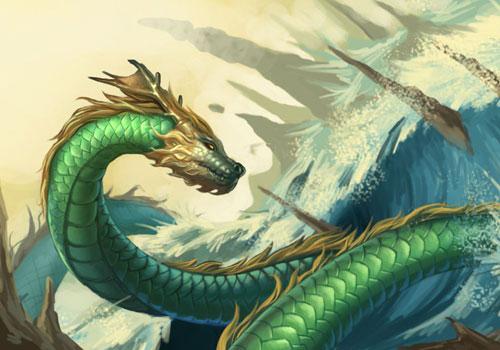 一气飞到九曲黄河,这水中有一"铁臂虬王",乃是当初东晋时许真君斩蛟精