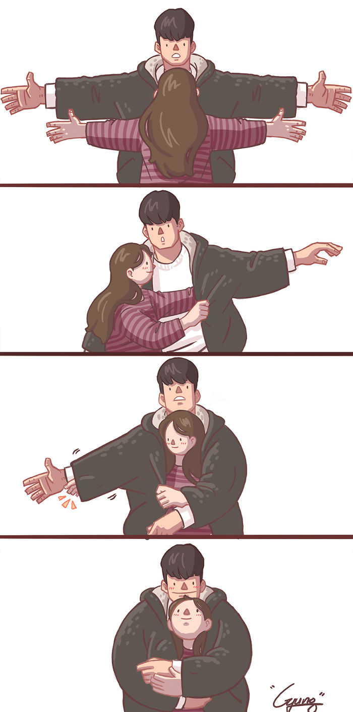 粘人的女朋友 | 韩国插画家kyu-young lee,又名 gyung