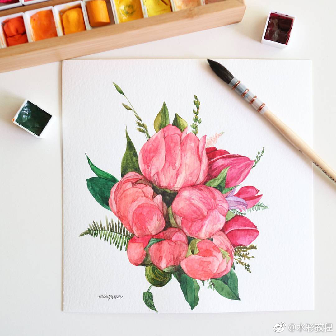 水彩花卉植物作品欣赏 by ins: iammingreem_新浪看点
