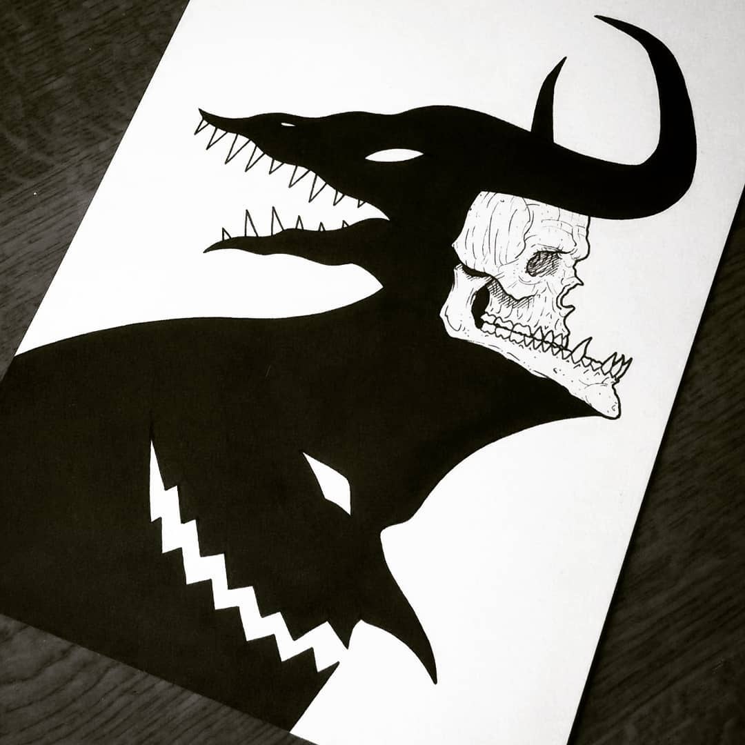 tom davis 恶魔幽灵黑白插画