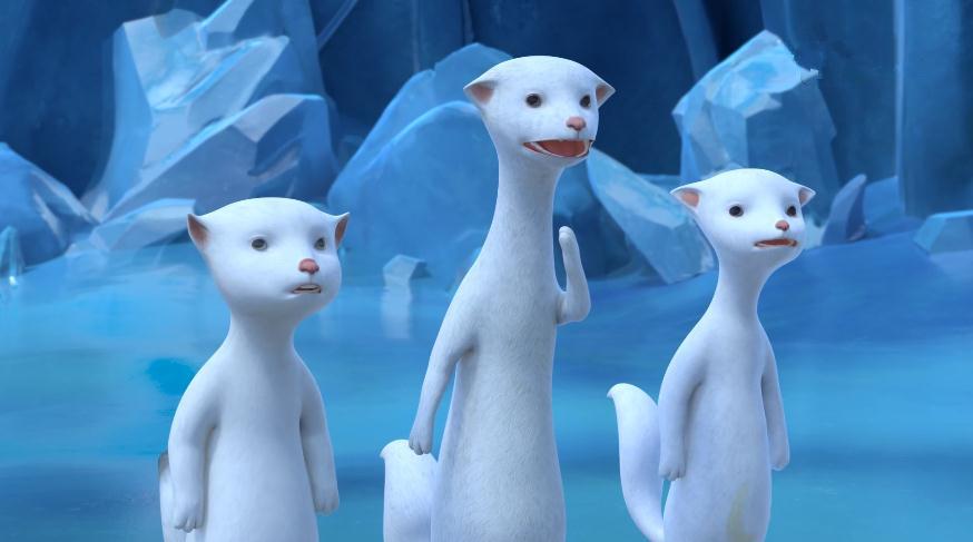 但实际上是雪貂三兄弟滚得雪球.