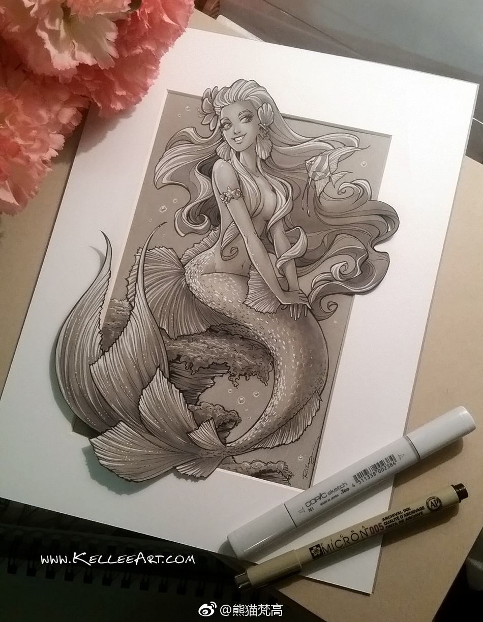 自由艺术家kellee riley手绘的美人鱼精致细腻 栩栩如生