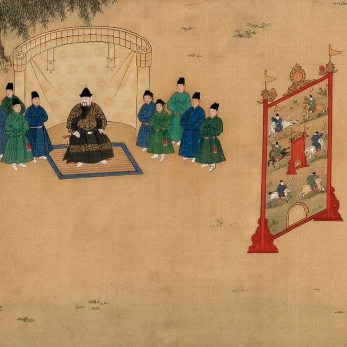 明宣宗行乐图卷是明代宫廷绘画中表现帝王生活的作品