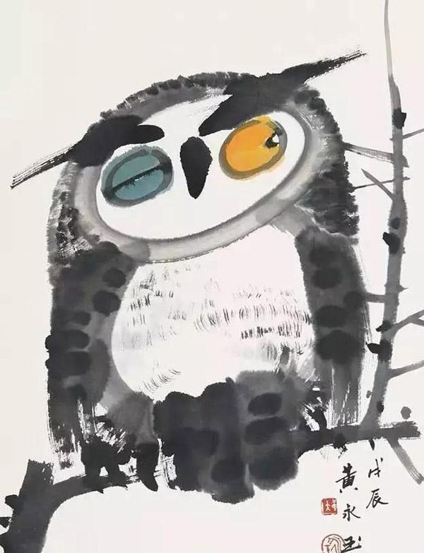 欣赏|黄永玉笔下的呆萌猫头鹰,画坛一绝