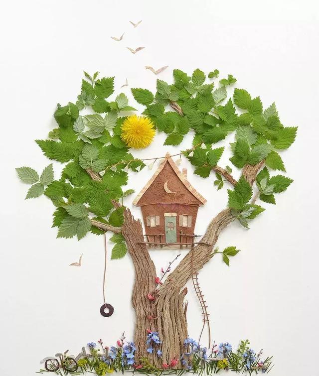 儿童手工素材库树叶画