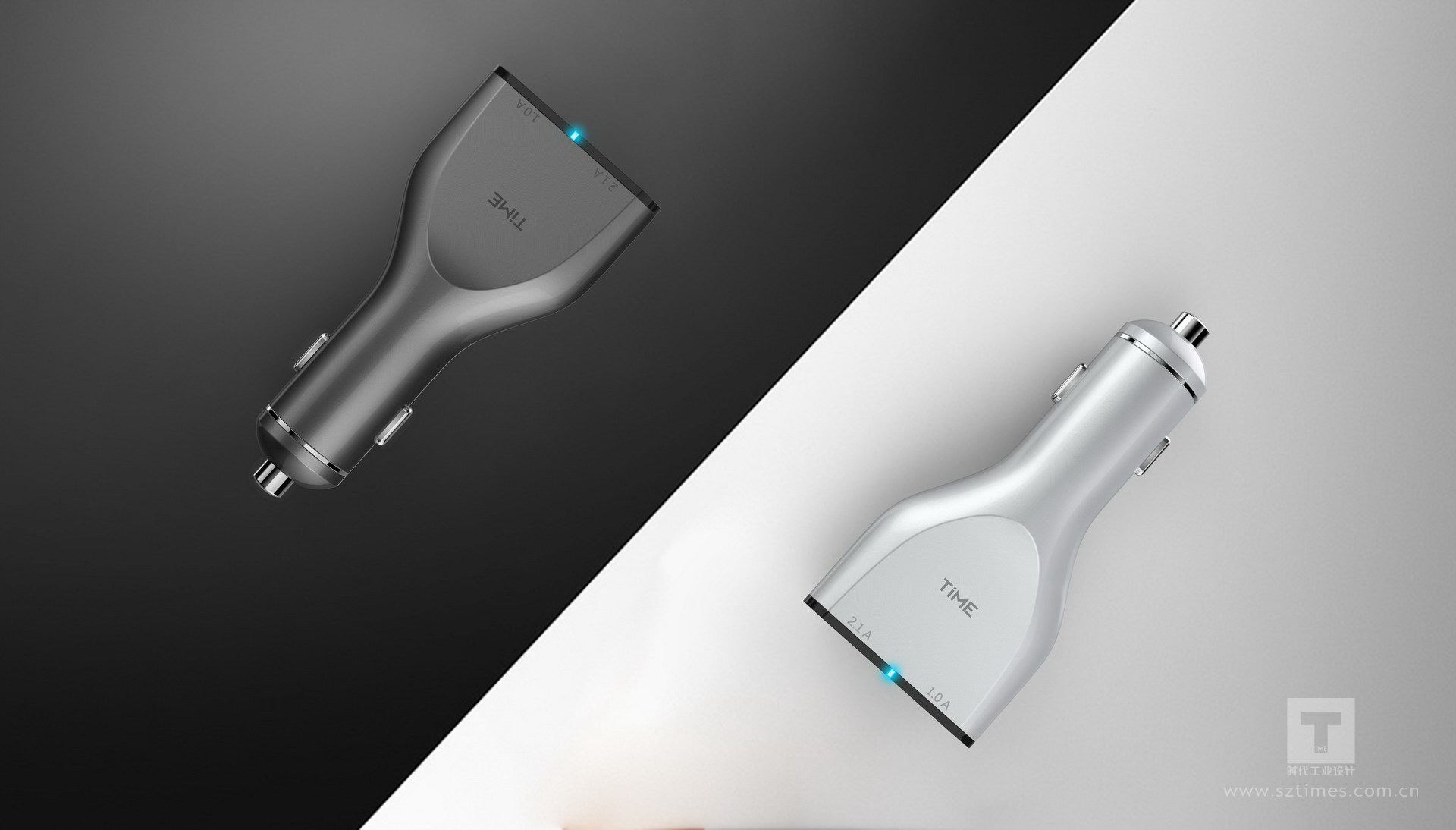 车载充电器产品外观设计-时代工业设计案例推荐