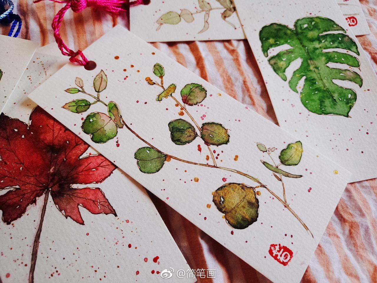 小清新原创植物手绘书签(投稿: )