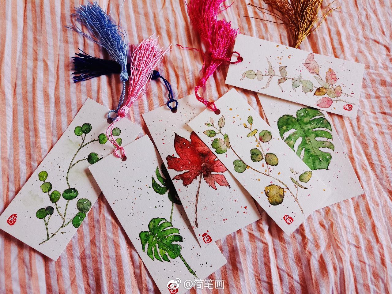 小清新原创植物手绘书签(投稿: )