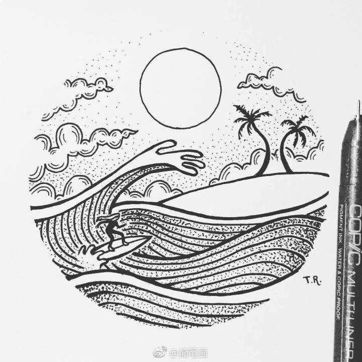 用针管笔点出来的风景画byriethmullerdraws