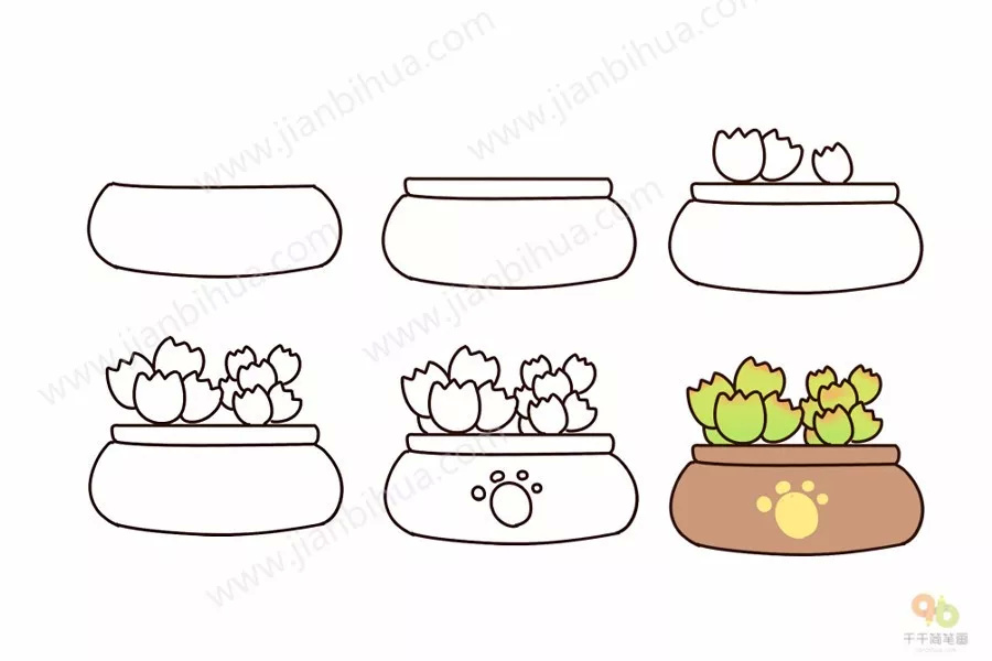 30组萌萌的多肉植物简笔画马住画进手帐吧