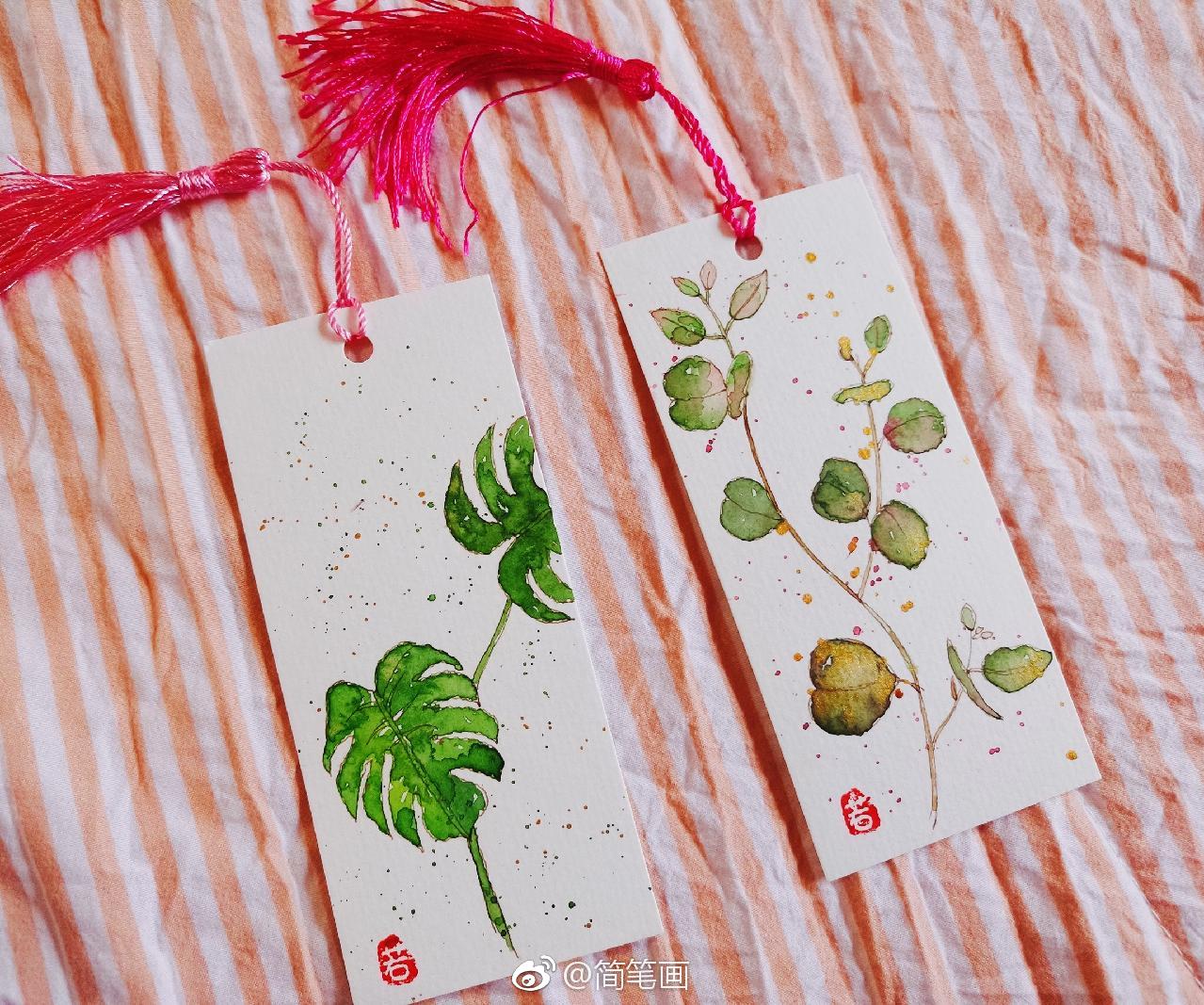 小清新原创植物手绘书签(投稿: )