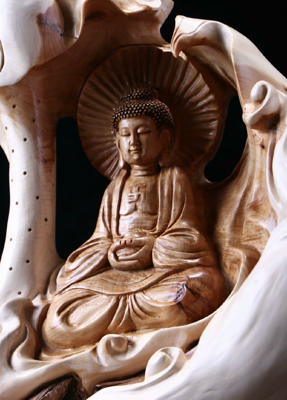 【大日如来】太行双色料,现在名师纯手工雕刻,意境设计,精雕细琢,端庄