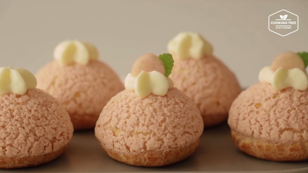 蜜桃奶油泡芙 丨 少女夏日甜点(材料见评论)