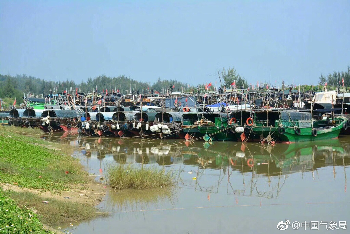 12日上午,徐闻县锦和镇下洋港,几百艘渔船停在避风港内