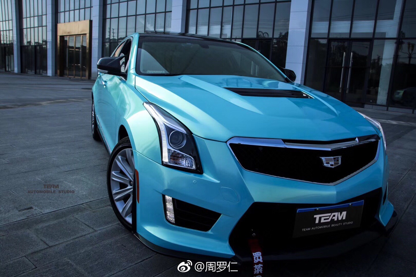 凯迪拉克atsl膜呗珊瑚海蓝车身改色实车图片-新浪汽车
